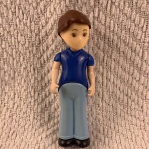 Vintage Little Tikes Dollhouse Dad Father Brown Hair Figure Sits & Stands Blue